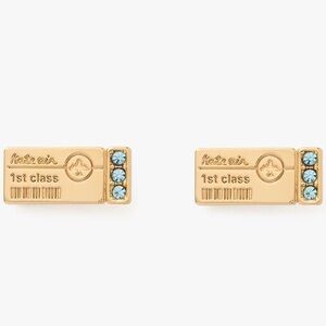 NWT - Kate Spade Gold and Blue  First Class Ticket Rectangular Earrings